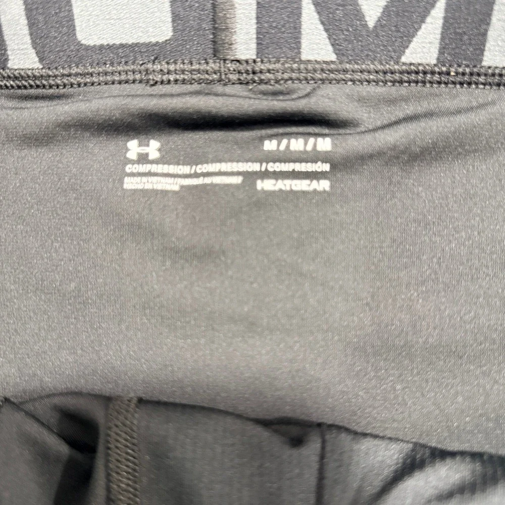 Under Armour Compression Shorts Men M Black Athletic Gym Logo Waistband Pocket